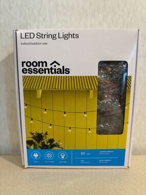Room Essentials LED String Lights 20 Bulb 16ft Warm White Indoor Outdoor Plug-In